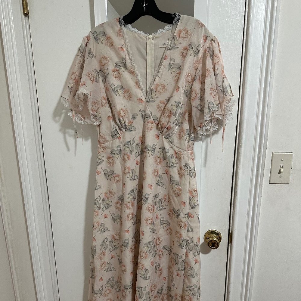 AdeirLina peach floral maxi dress worn once